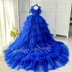 New Pink Lace Embroidered Fluffy Fashion Stage Performance Flower Girl Wedding Girls' Evening Dress