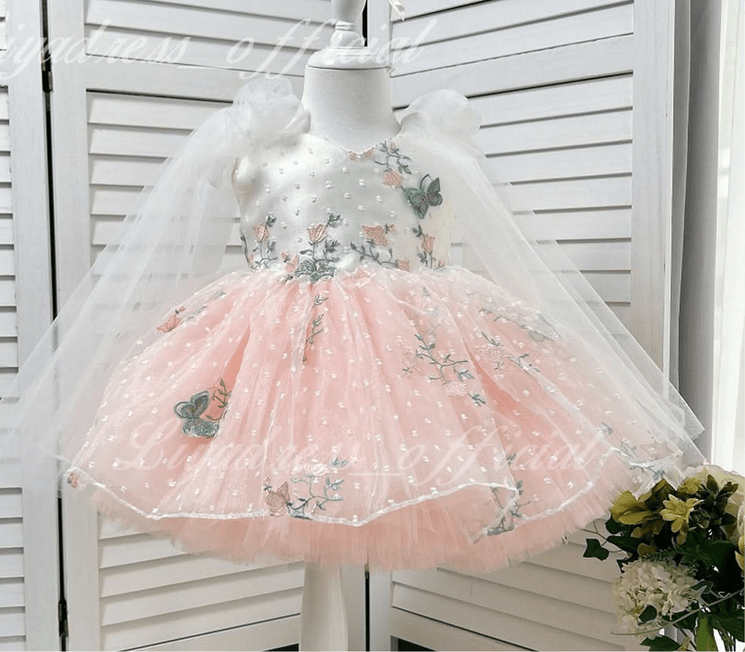 Embroidered Puffy Mesh Tutu Party Dress for Girls Princess | KLFFIGID