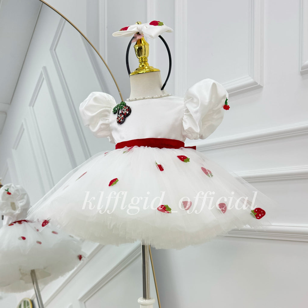 Baby Girl Birthday Dress Cherry Party-Themed Dress Elegant Princess Costume｜KLFFIGID