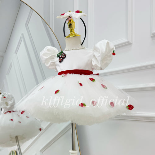 Baby Girl Birthday Dress Cherry Party-Themed Dress Elegant Princess Costume｜KLFFIGID