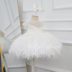 Cute Baby's Birthday Dress Stylish flower girl dress with feather details｜KLFFIGID