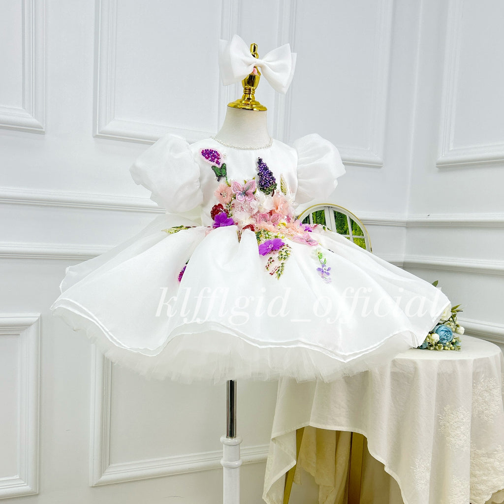 Birthday Princess Dress Luxury Girls Couture Stylish floral dress｜KLFFIGID