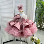 One-Shoulder Mesh Fluffy Stage Performance Dress for Girls | KLFFIGID