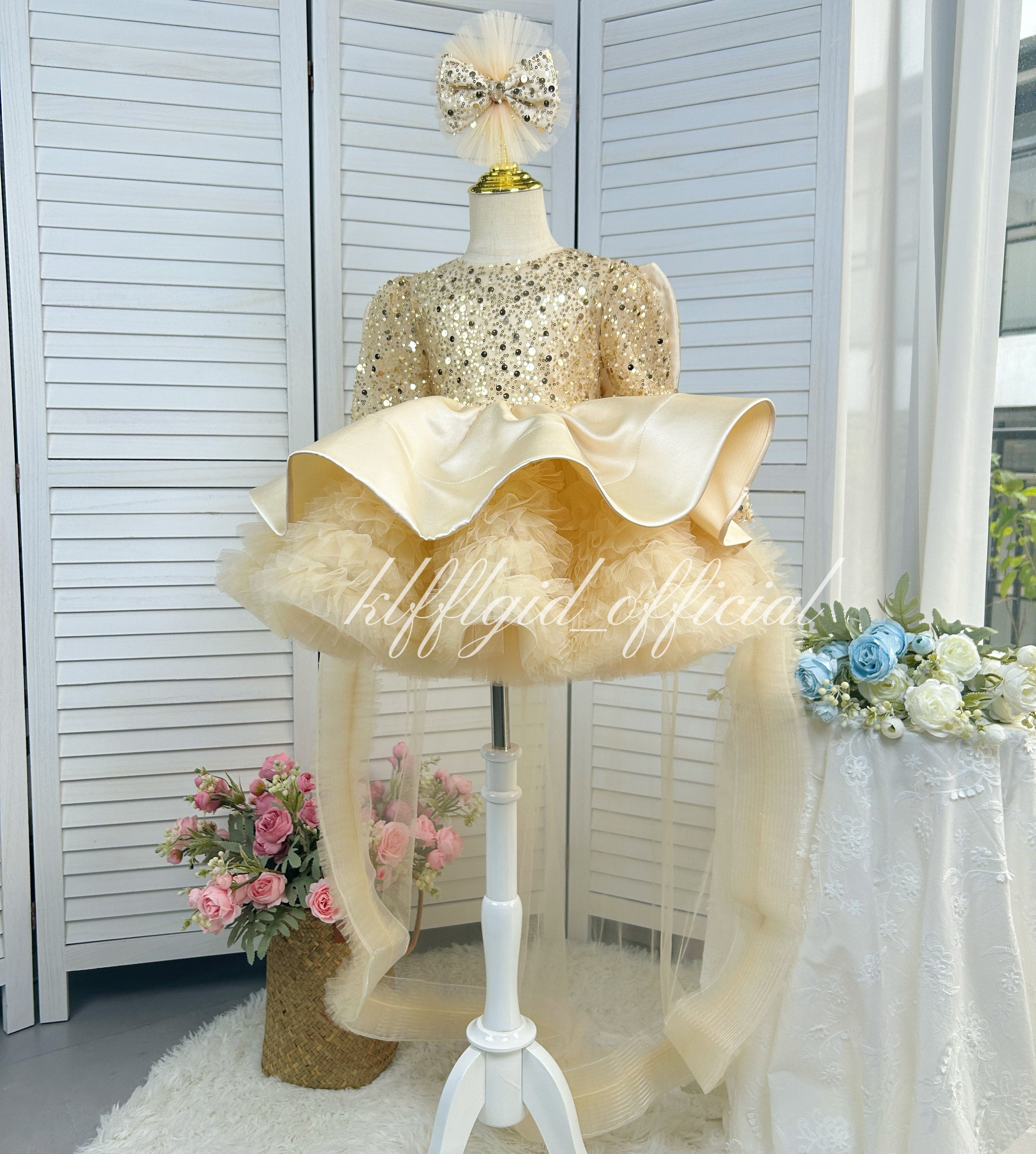 Puffy Ball Gown & Sequin Birthday Dress for Girls | KLFFLGID