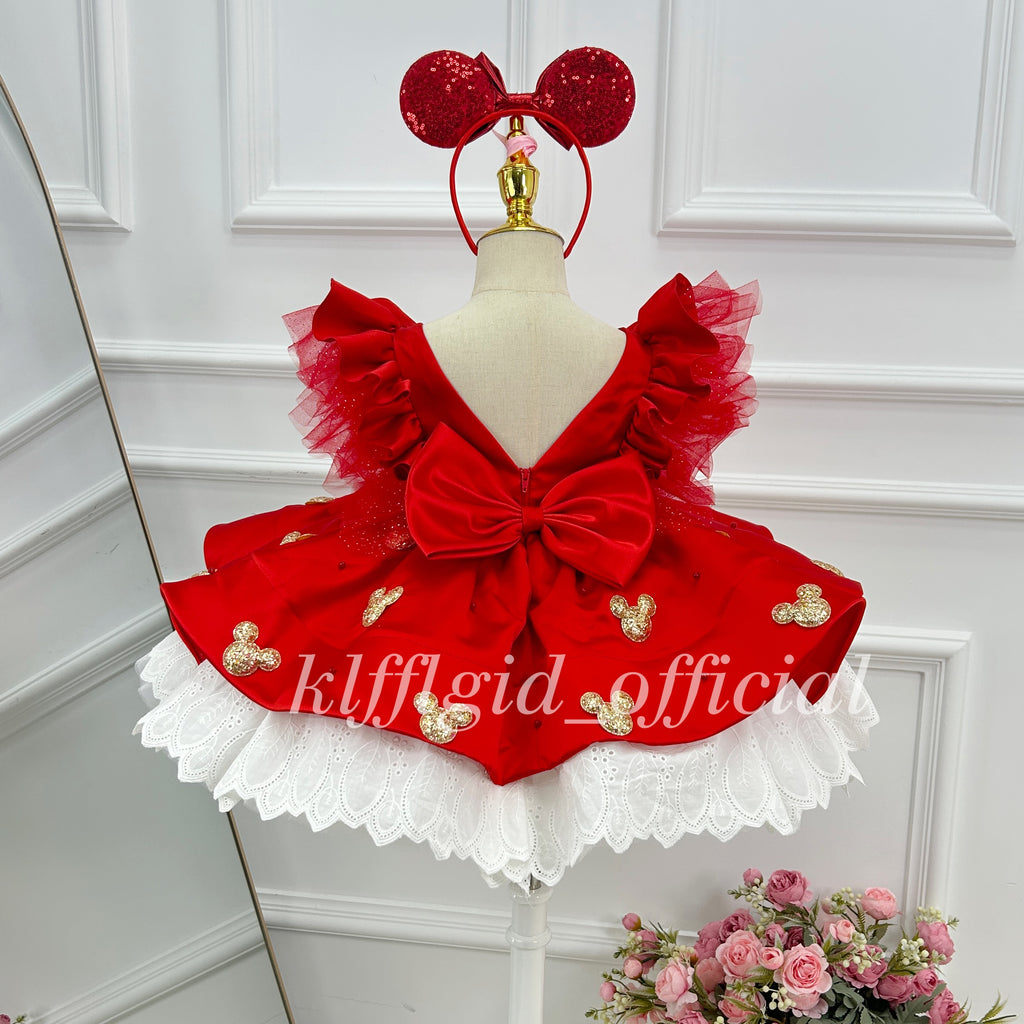 Cute Mouse-themed First Birthday Princess Dress for Baby Girls | KLFFIGID