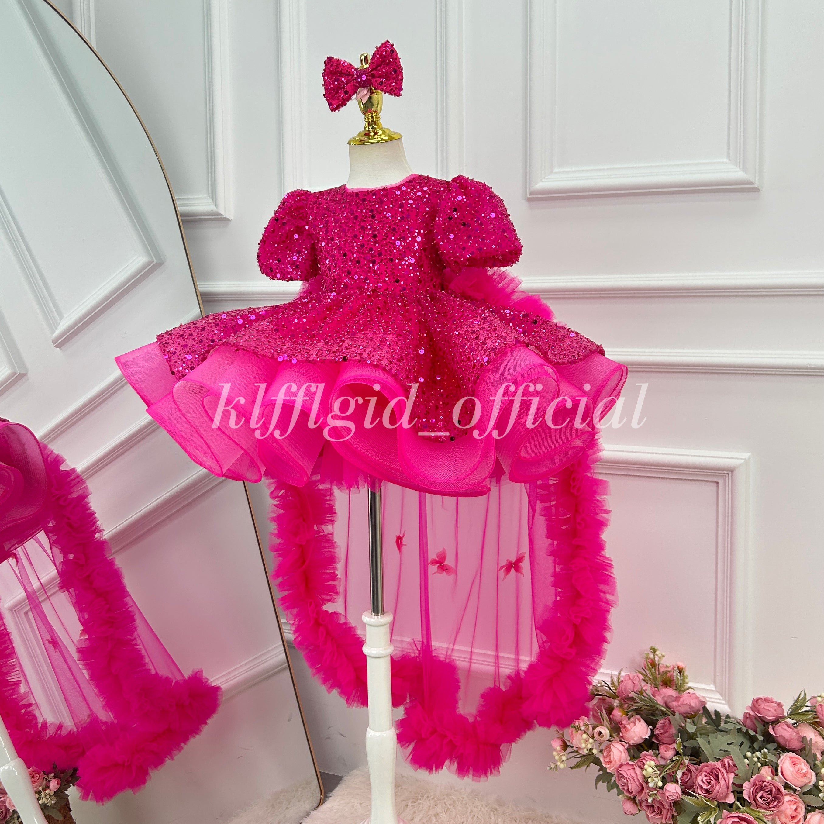 Sequin flower girl dress Toddlers Birthday dress Pageant attire   | KLFFLGID