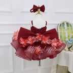 Toddlers Birthday dress Pageant gowns for girls Burgundy Christmas dress  | KLFFLGID