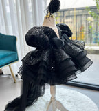 Baby Puff Sleeve Fluffy Tail 1st Birthday Party Princess Dress | KLFFIGID