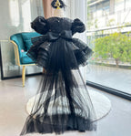 Baby Puff Sleeve Fluffy Tail 1st Birthday Party Princess Dress | KLFFIGID