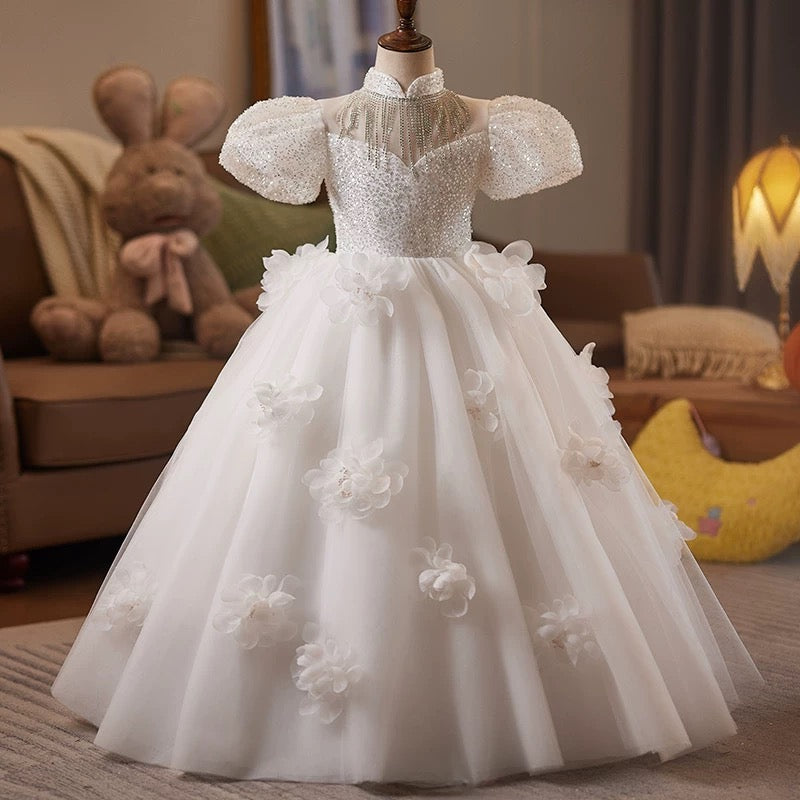 Wedding flower girl dresses, elegant girl evening gowns, children's floral dresses