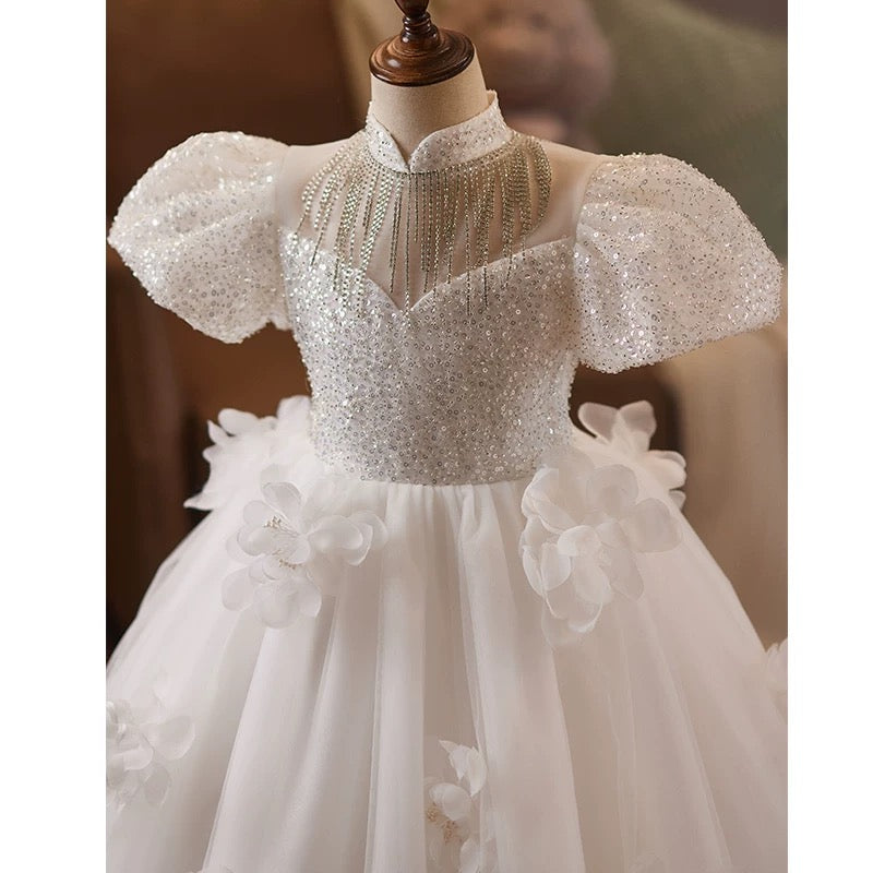 Wedding flower girl dresses, elegant girl evening gowns, children's floral dresses