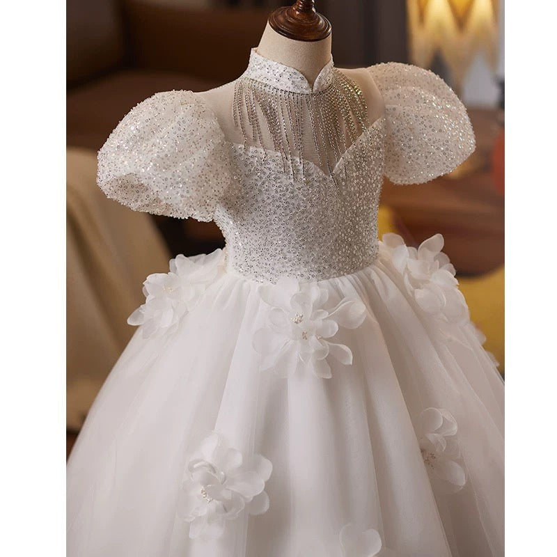 Wedding flower girl dresses, elegant girl evening gowns, children's floral dresses