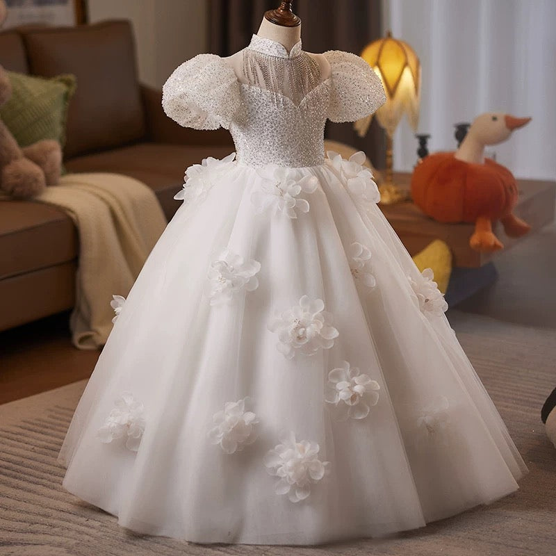 Wedding flower girl dresses, elegant girl evening gowns, children's floral dresses