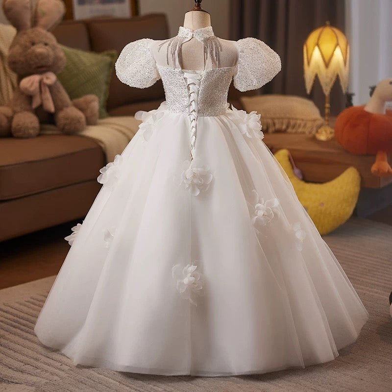 Wedding flower girl dresses, elegant girl evening gowns, children's floral dresses