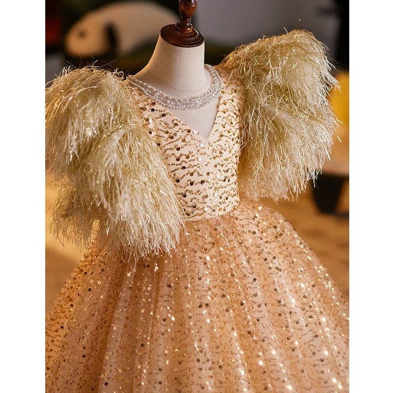 Sequined maxi dress, dress for girls aged 3-12, wedding dress, prom princess dress