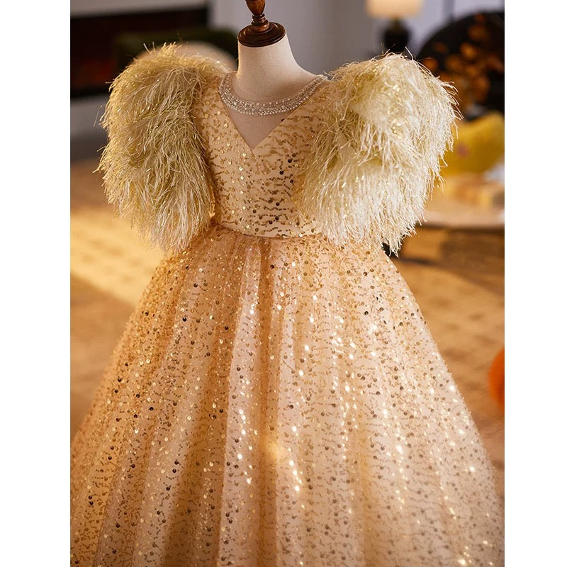 Sequined maxi dress, dress for girls aged 3-12, wedding dress, prom princess dress