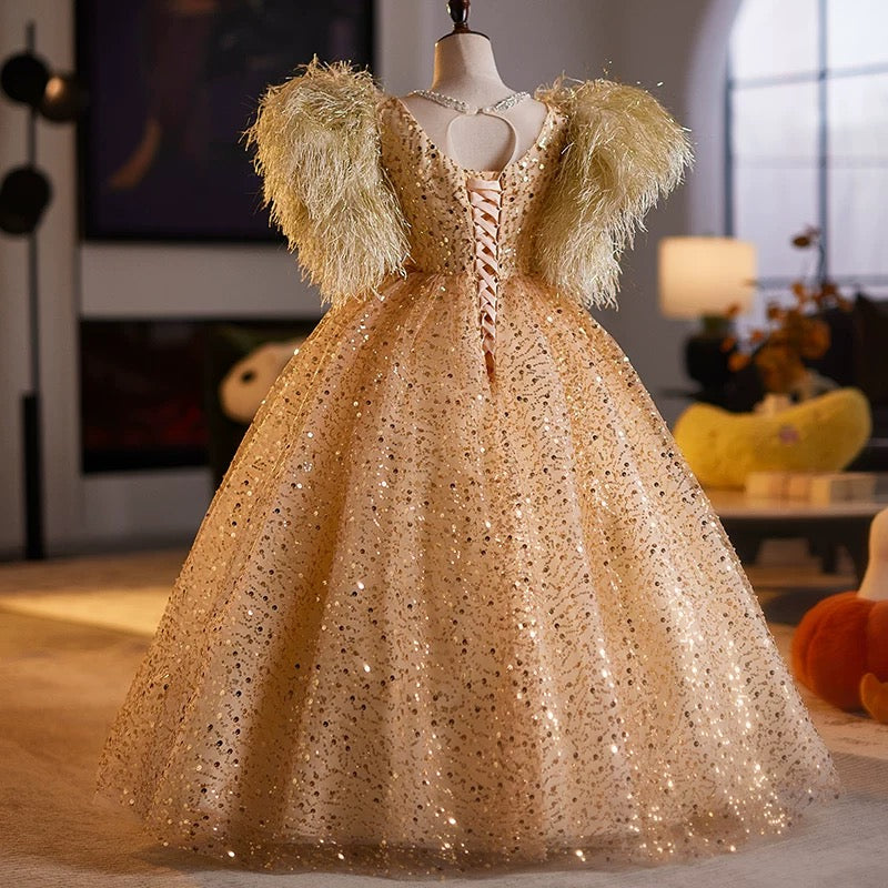 Sequined maxi dress, dress for girls aged 3-12, wedding dress, prom princess dress