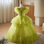Embroidered tulle dress, long dress for girls, princess dress for girls aged 3-12, ball gown
