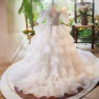 Elegant children's evening dress  Sequined dresses for girls aged 3-15, long dresses for girls, wedding dresses, flower girl train dresses