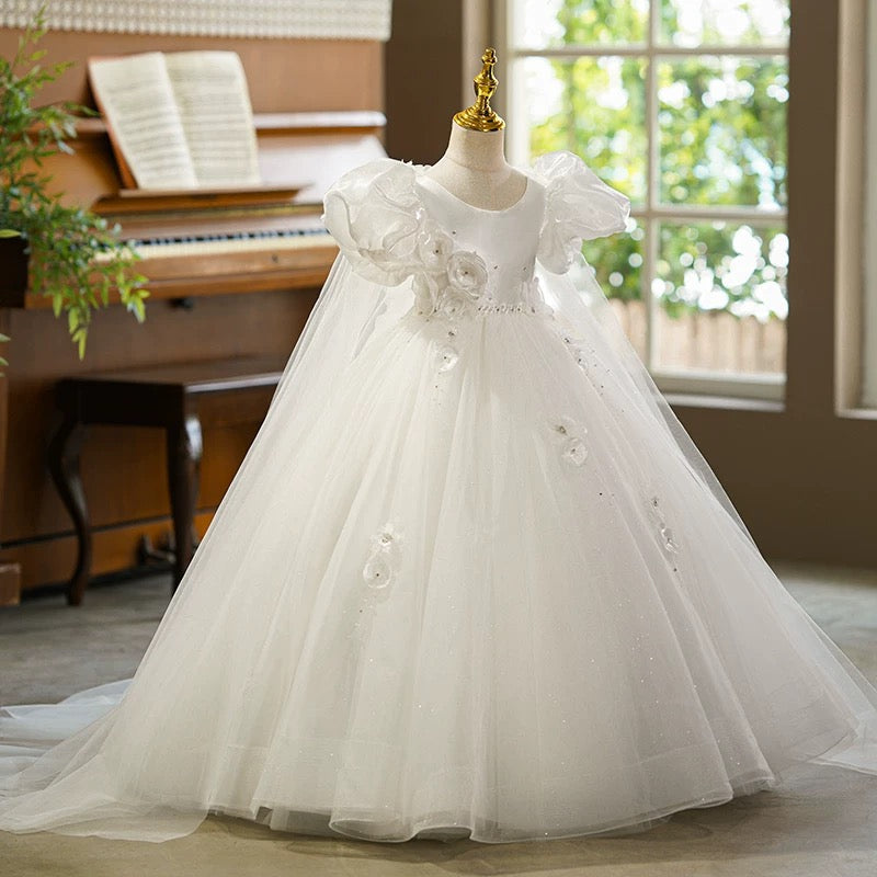 Wedding evening gowns, floral dresses, tulle capes, prom dresses for girls, princess dresses for girls.