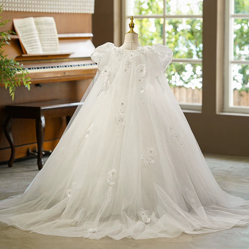 Wedding evening gowns, floral dresses, tulle capes, prom dresses for girls, princess dresses for girls.