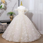 Girls' dress catwalk bow children's host piano performance suit satin elegant long skirt