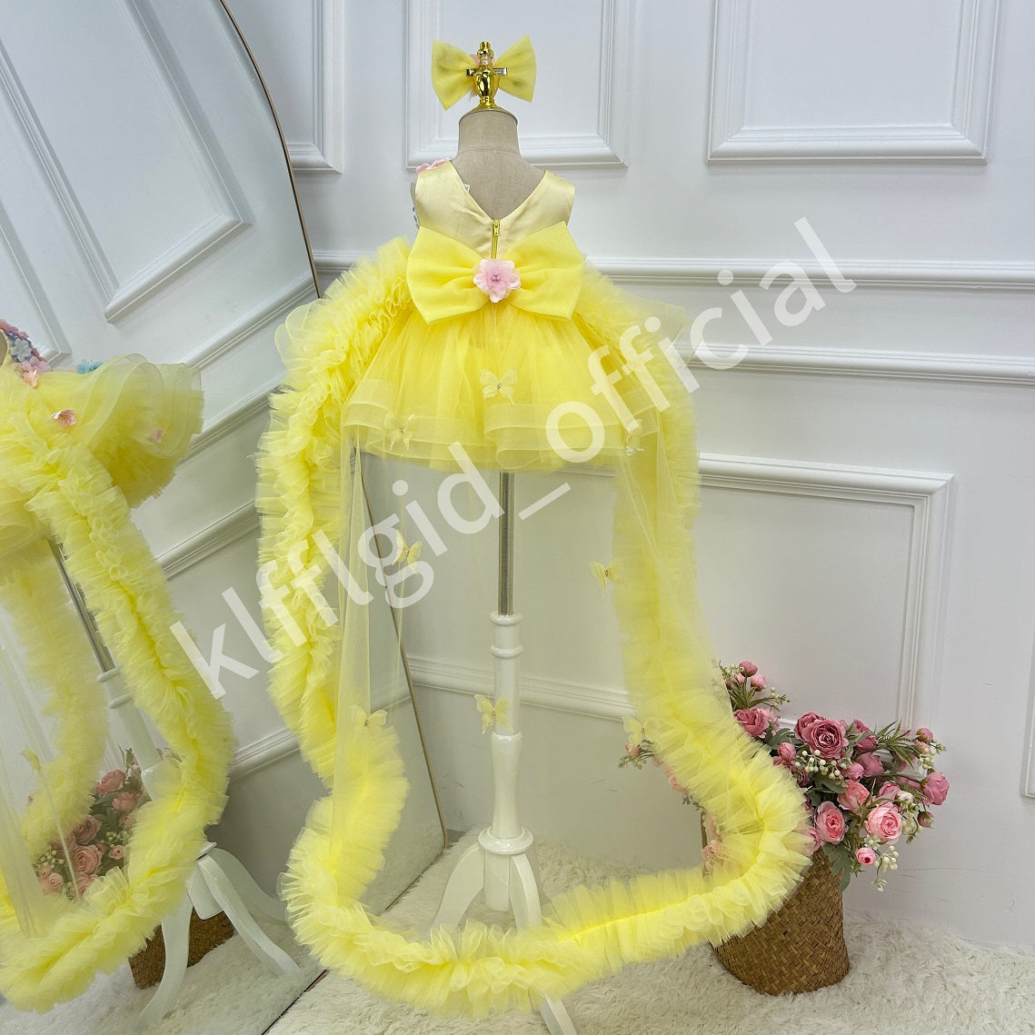 Girl's 1st Birthday Floral Wedding Party Dress | KLFFIGID