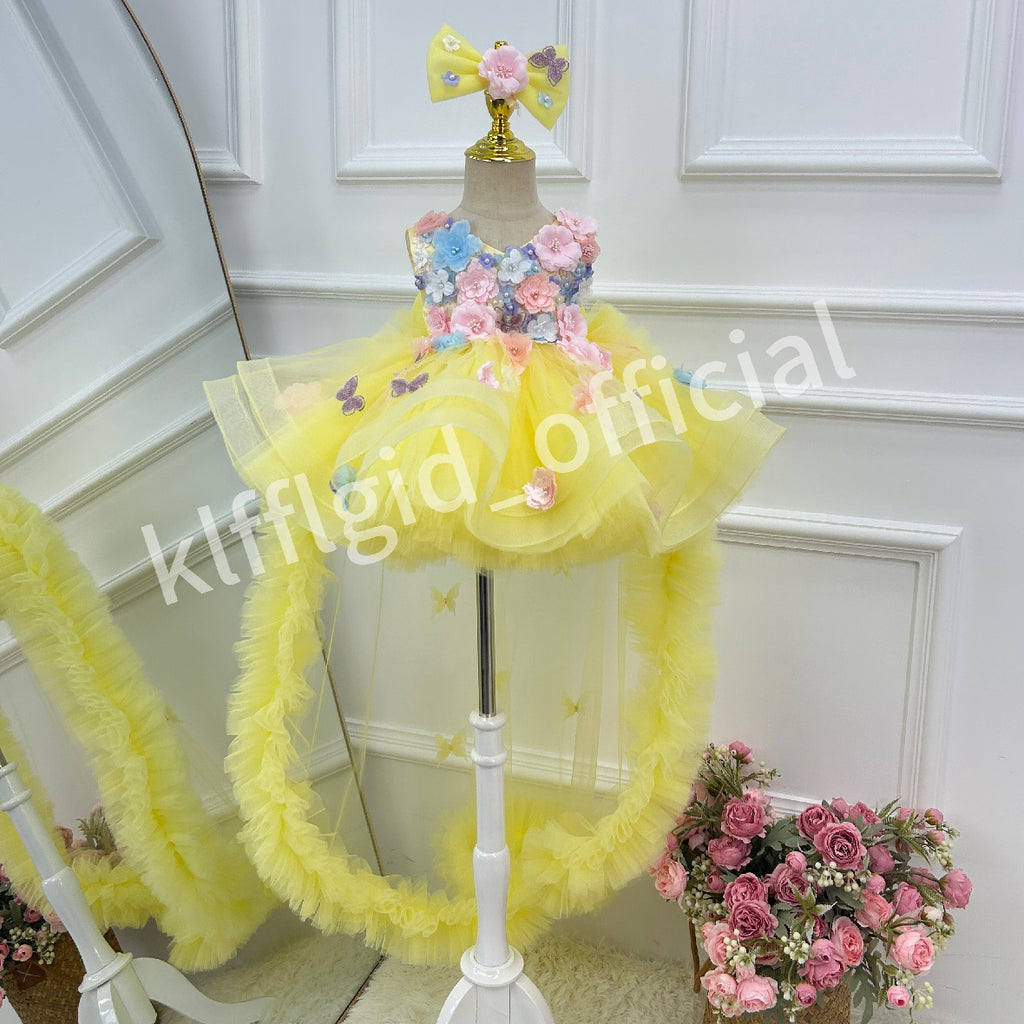 Girl's 1st Birthday Floral Wedding Party Dress | KLFFIGID