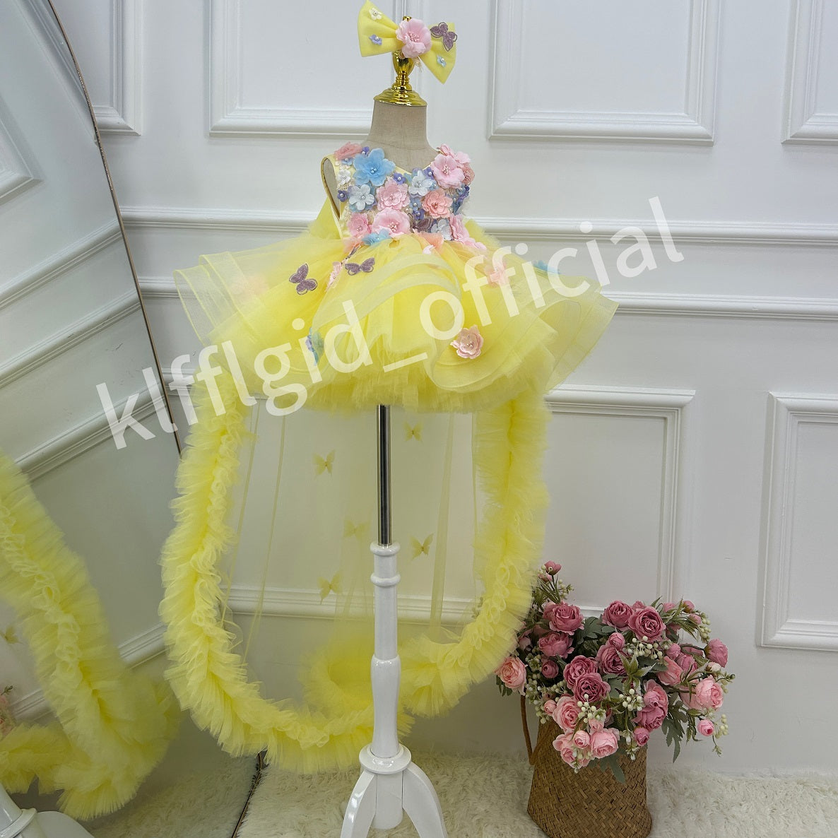Girl's 1st Birthday Floral Wedding Party Dress | KLFFIGID