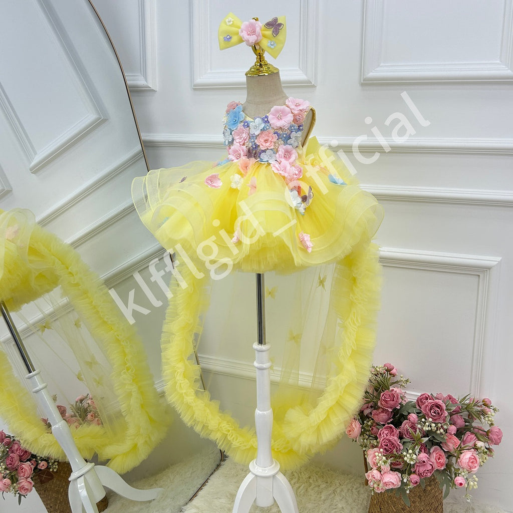 Girl's 1st Birthday Floral Wedding Party Dress | KLFFIGID