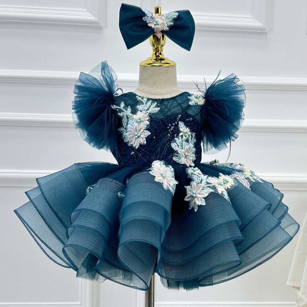 Baby Pink Floral Flower Dress Layered Ruffle Princess Dress｜KLFFLGID