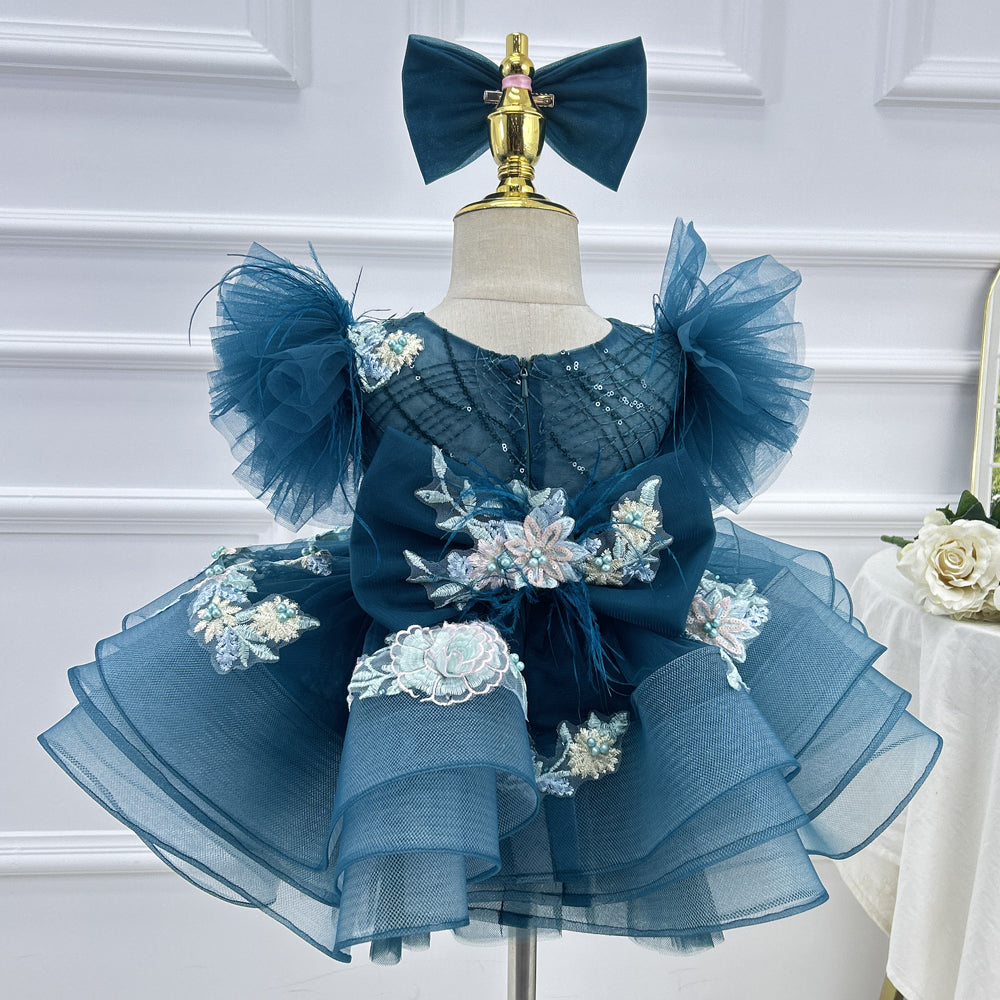 Baby Pink Floral Flower Dress Layered Ruffle Princess Dress｜KLFFLGID