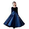 Girls gold velvet long-sleeved princess dress carnival banquet host elegant evening dress