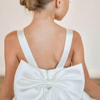 New style suspender bow satin birthday party girl princess dress