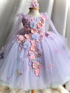 KLFFLGID Children's Dress Heavy Industry Rainbow Blue Children's Princess Dress