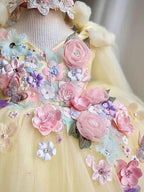 Girls Butterfly Kisses Pastel Floral Tulle Dress | KLFFIGID