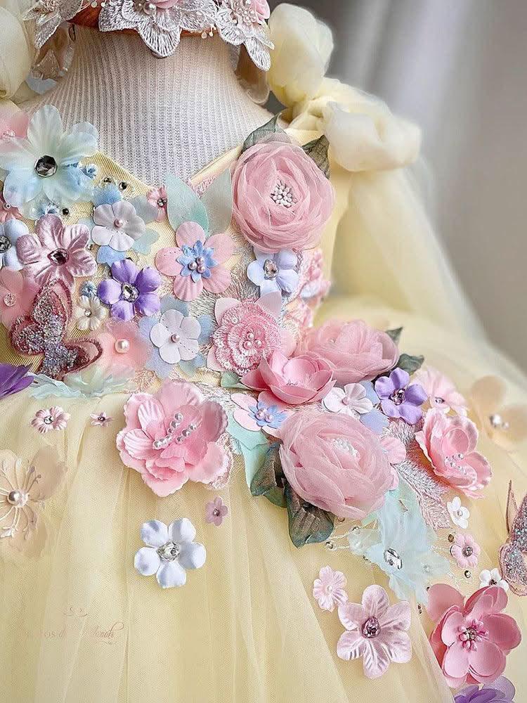 Girls Butterfly Kisses Pastel Floral Tulle Dress | KLFFIGID