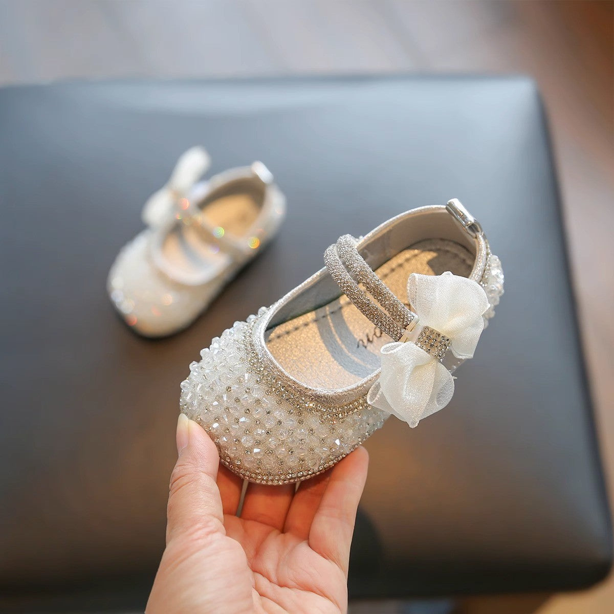 Dreamy Pink Princess Shoes Sparkling Bow Girl's Sandals Versatile Cute Sweet Princess Shoes