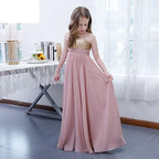 Children's dress party performance wedding flower girl sequined one shoulder girls long evening dress
