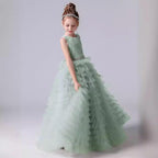 Girls dress piano performance party sleeveless cake long girl dress