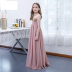 Children's dress party performance wedding flower girl sequined one shoulder girls long evening dress