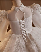 2-12 years old wedding flower girl long sleeve sequin fluffy fashionable girl evening dress