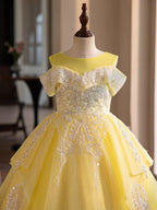 New 3-12-year-old baby birthday party evening dress embroidered sequins fluffy mesh girl princess dress