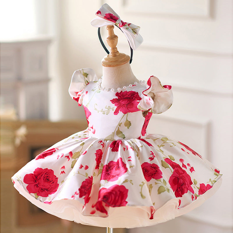 Floral Girls Birthday Party Dress Evening Princess Gown | KLFFIGID