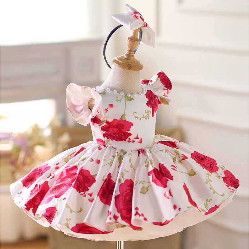 Floral Girls Birthday Party Dress Evening Princess Gown | KLFFIGID