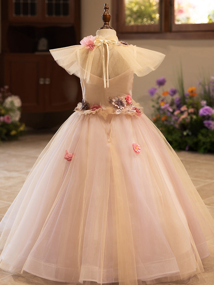 Girls Floral Princess Long Dress for Birthday Party & Catwalk | KLFFIGID