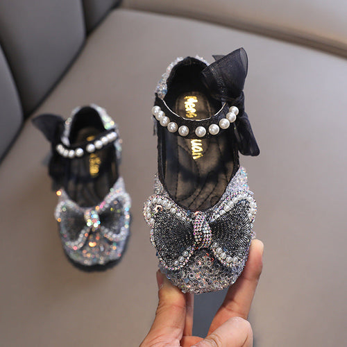 0-12 years old girls shoes bow sequin shoes