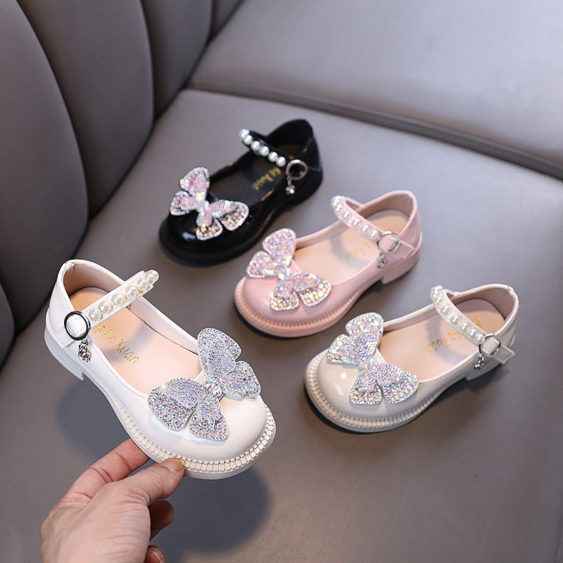 Bow Shiny Sequins Children Shoes, Baby Birthday Party Shoes