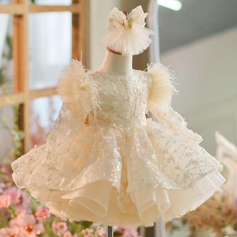 0-12Y Girls Long Sleeve Butterfly Embroidered Princess Dress | KLIFFIGID