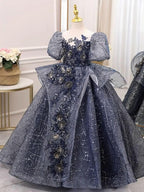 3-12 years old baby dress puff sleeve mesh embroidered girl dress
